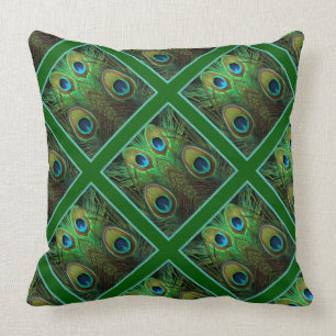 Decorative Green Peacock Feathers Pattern Pillows