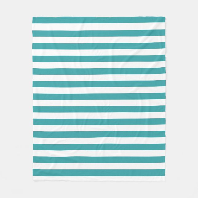Decorative Green White Striped Trend Colours Moder Fleece Blanket (Front)
