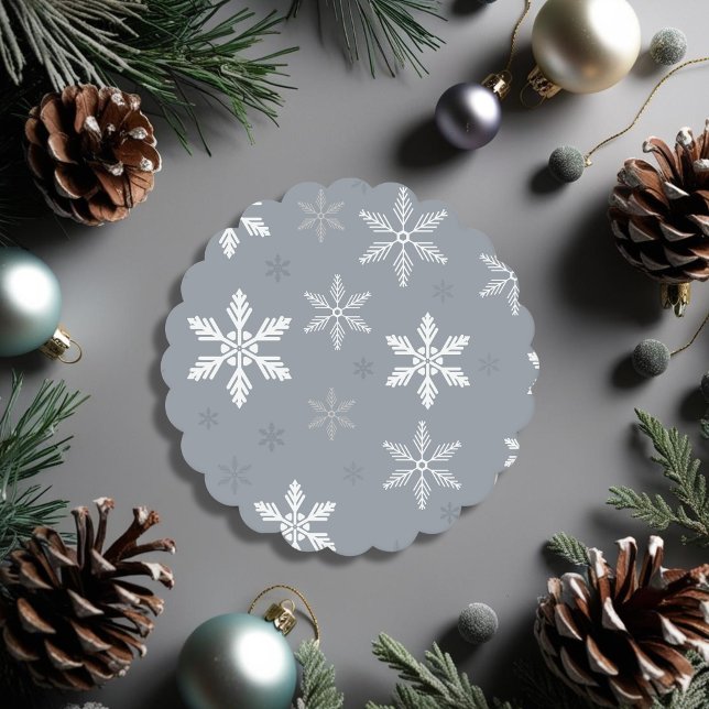 Decorative Grey  Snowflakes pattern Christmas Paper Coaster (Decorative Grey Snowflakes pattern Christmas Paper Coaster)