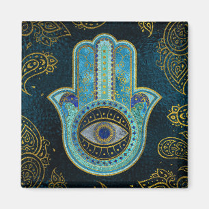 Decorative Hamsa Hand with paisley background Magnet