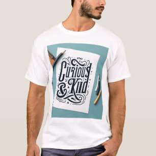 Decorative Hand-Drawn Phrase: "Stay Curious and Ki T-Shirt