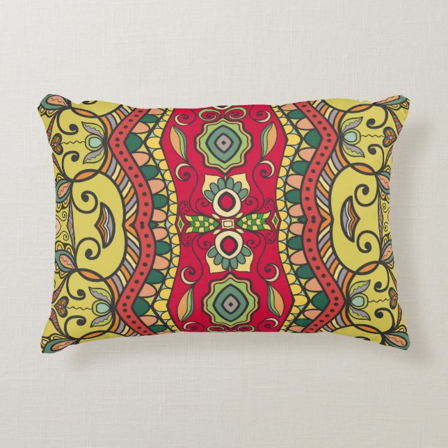 Decorative Hand-Drawn Seamless Abstract Pattern Accent Pillow (Front)