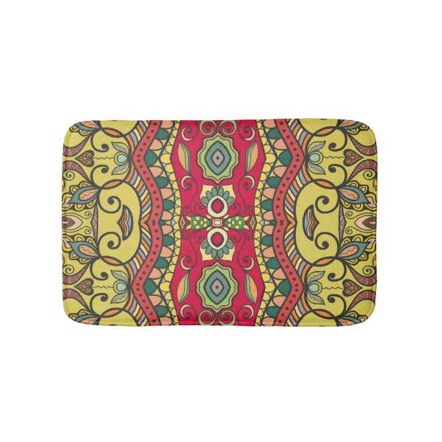 Decorative Hand-Drawn Seamless Abstract Pattern Bath Mat (Front)