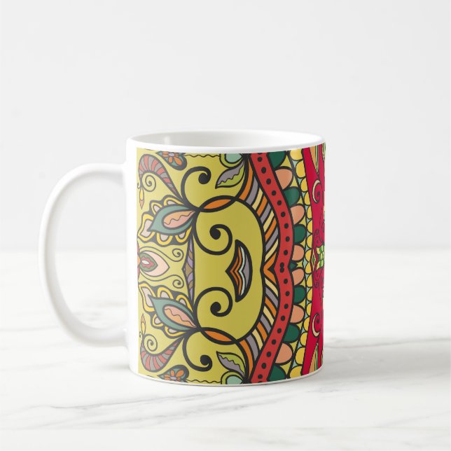 Decorative Hand-Drawn Seamless Abstract Pattern Coffee Mug (Left)