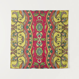 Decorative Hand-Drawn Seamless Abstract Pattern Tapestry