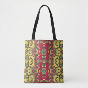 Decorative Hand-Drawn Seamless Abstract Pattern Tote Bag