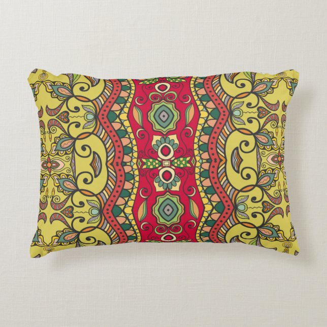 Decorative hand drawn seamless pattern. Colourful  Accent Pillow (Front)