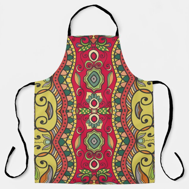 Decorative hand drawn seamless pattern. Colourful  Apron (Front)