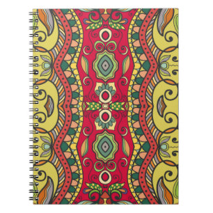Decorative hand drawn seamless pattern. Colourful  Notebook
