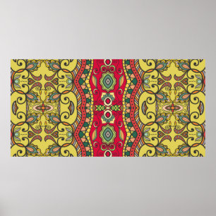 Decorative hand drawn seamless pattern. Colourful  Poster