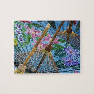 Decorative hand painted umbrellas in the village jigsaw puzzle