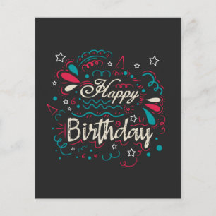 decorative happy birthday flyer
