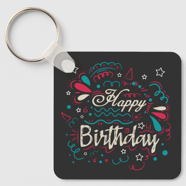 decorative happy birthday keychain (Front)