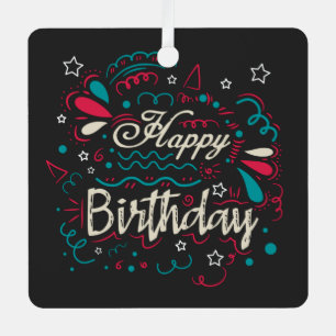 decorative happy birthday metal ornament