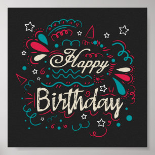 decorative happy birthday poster