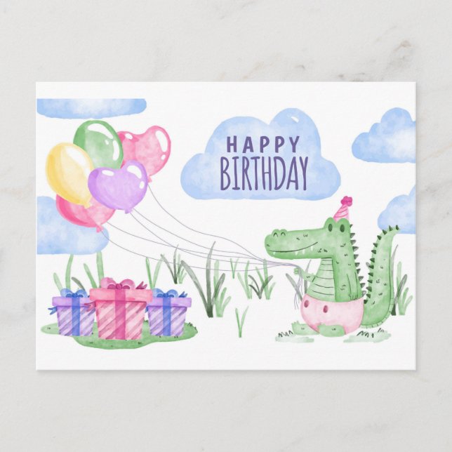 Decorative Happy Birthday Theme Postcard (Front)