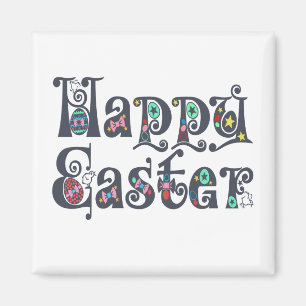 Decorative Happy Easter Typography   Magnet