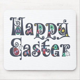 Decorative Happy Easter Typography   Mousepad
