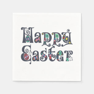 Decorative Happy Easter Typography Paper Napkin