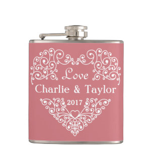 Decorative Heart custom text flask