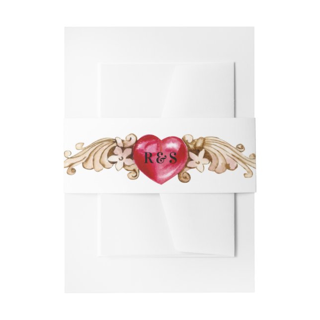 Decorative Heart |   Monogram Invitation Belly Band (Front Example)