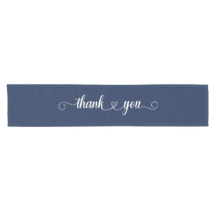 Decorative Heart Thank You Typography Short Table Runner