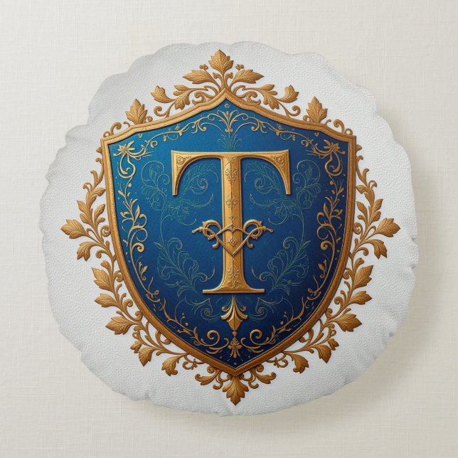Decorative Heraldic Shield Round Pillow (Front)