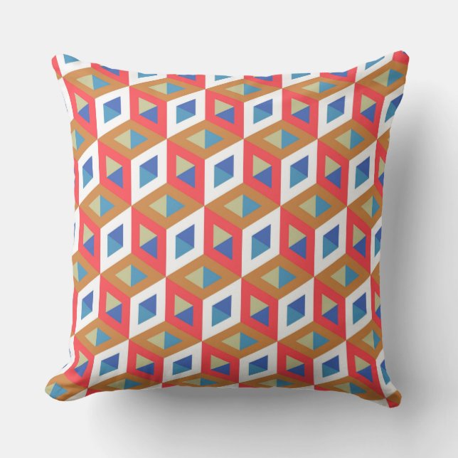 Decorative Hexagons Mosaic Pattern #3 Throw Pillow (Front)