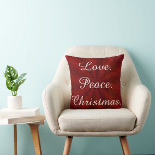 Decorative Holiday Love Peace Christmas Throw Pillow