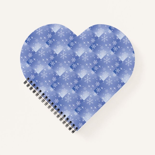 Decorative Holiday Snowflake Heart Shape Notebook (Front)