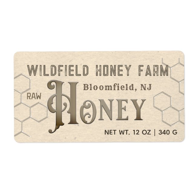Decorative HONEY Farm Market Label Honeycomb Kraft (Front)