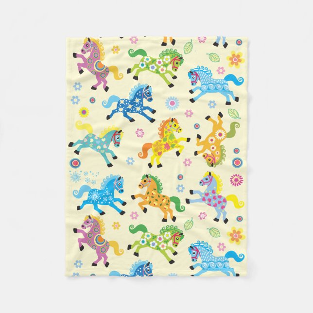 decorative horses fleece blanket (Front)