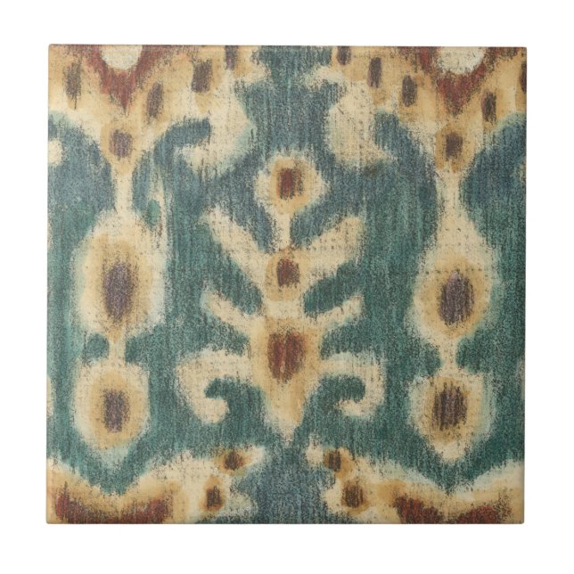 Decorative Ikat Fabric Design by Chariklia Zarris Tile (Front)