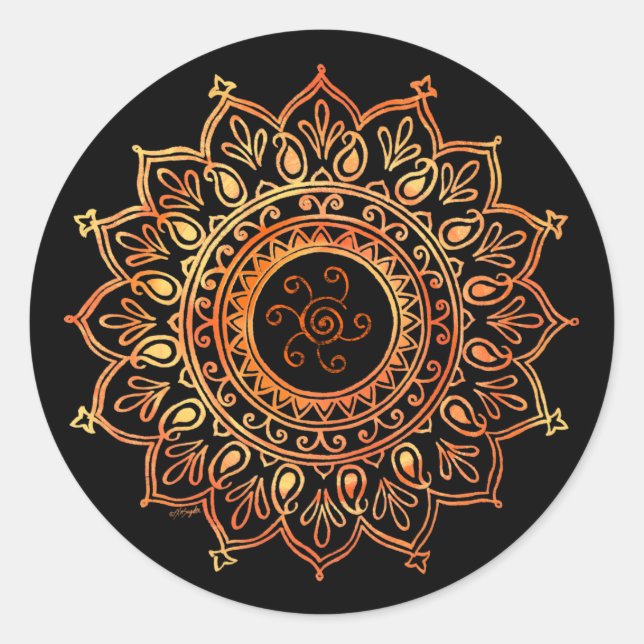 Decorative Indian Sun Classic Round Sticker (Front)