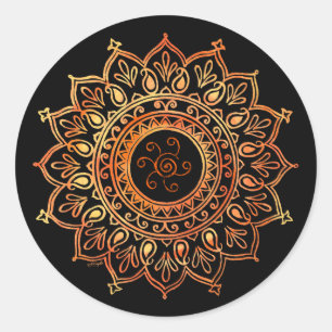 Decorative Indian Sun Classic Round Sticker