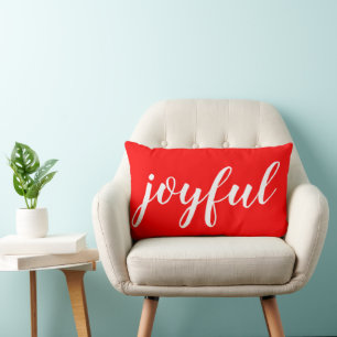 Decorative Joyful Holiday modern script Christmas  Lumbar Pillow