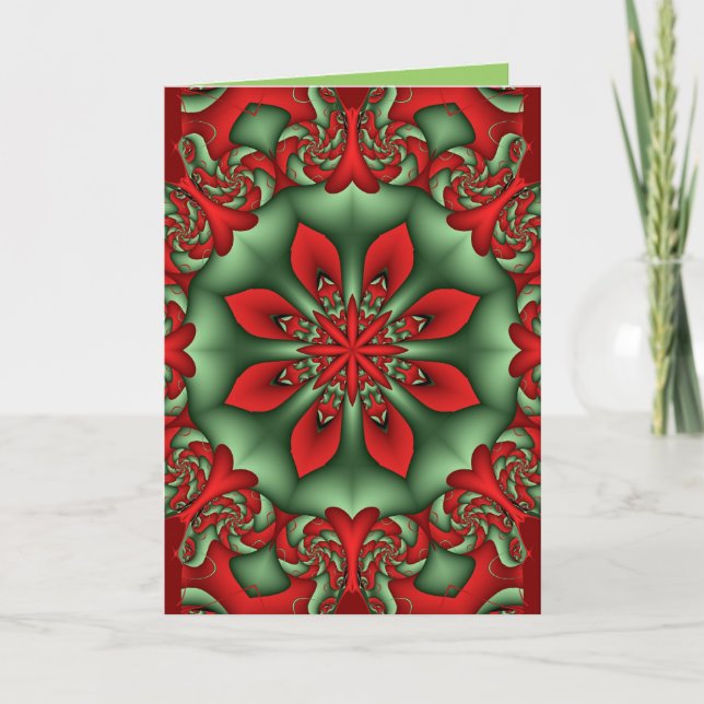 Decorative kaleidoscope Christmas card with Text (Front)