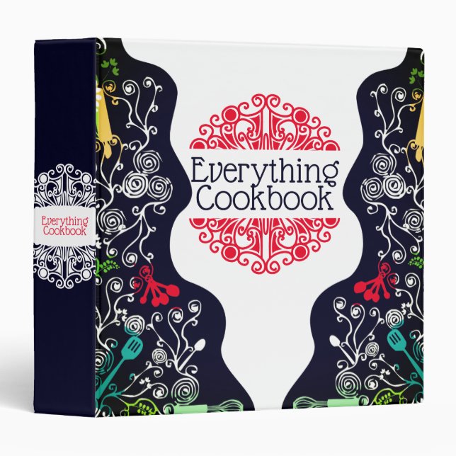 decorative kitchen utensils recipe binder (Front/Spine)