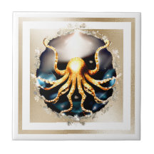 Decorative kraken gold ocean sea creature glam