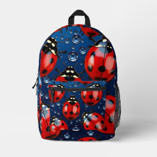 Decorative ladybug pattern printed backpack