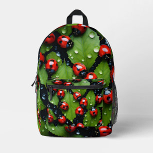 Decorative ladybug pattern printed backpack