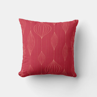 Decorative Lanterns Pattern on Dark Red Throw Pillow