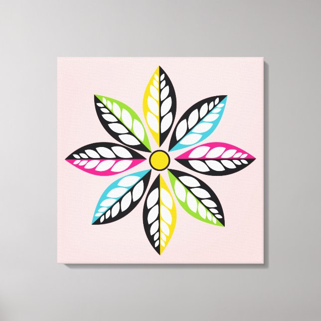 Decorative Leaves-Flower modern, abstract pink Canvas Print (Front)