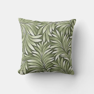 Decorative Leaves In Silvery Green Shades Throw Pillow