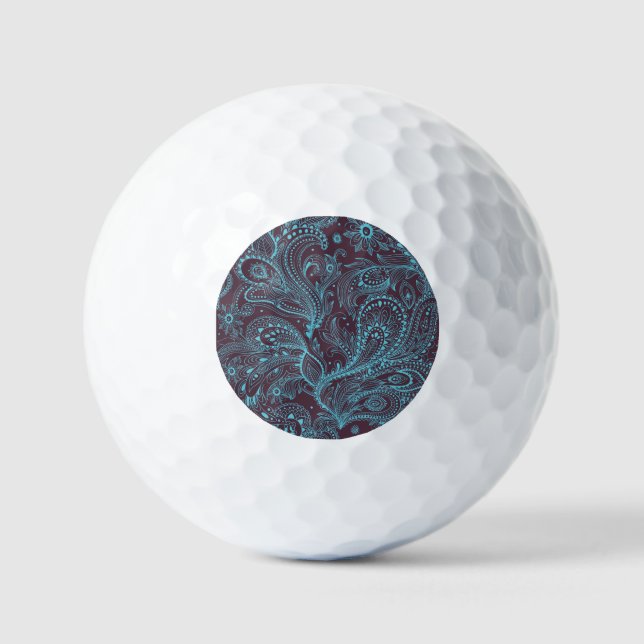 Decorative Leaves: Seamless Pattern Background Golf Balls (Front)