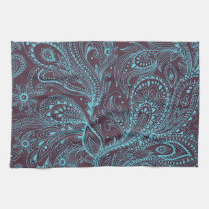 Decorative Leaves: Seamless Pattern Background Kitchen Towel