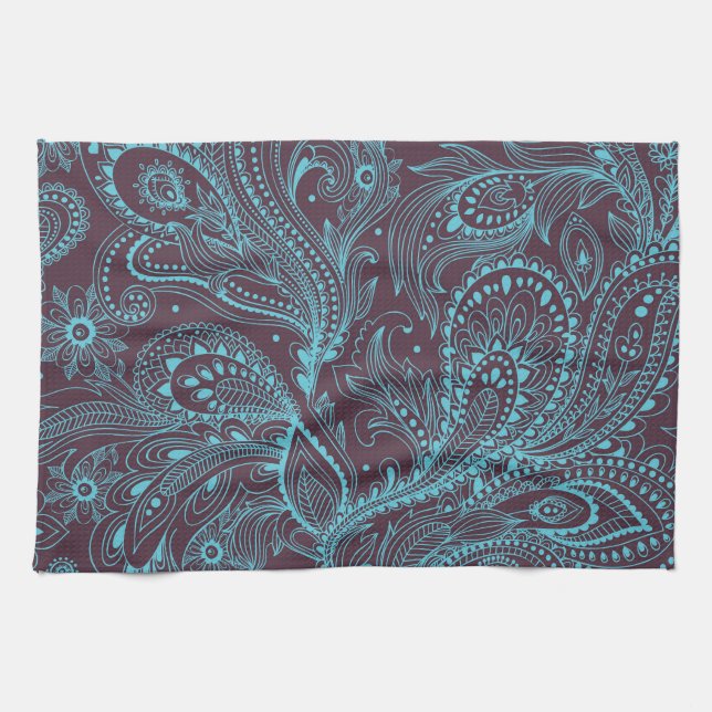 Decorative Leaves: Seamless Pattern Background Kitchen Towel (Horizontal)