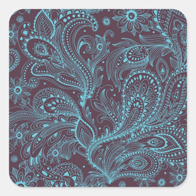 Decorative Leaves: Seamless Pattern Background Square Sticker (Front)