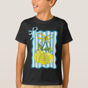 Decorative Lemons with Bows on Striped Background T-Shirt
