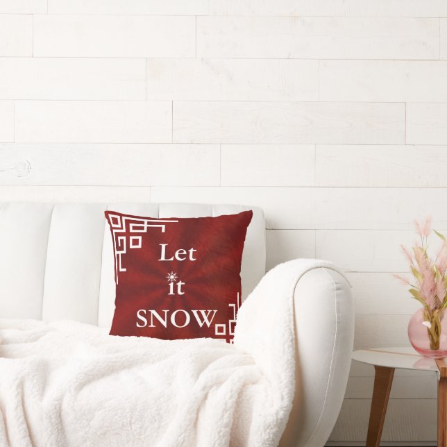 Decorative Let it Snow Crystal Snowflake Christmas Throw Pillow (Couch)